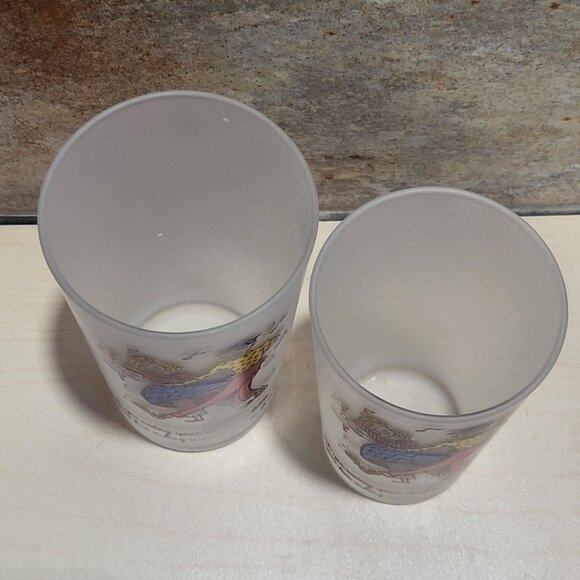 Vintage Square Dance Highball Federal Frosted Glass Tumblers Set of 2 - Picture 5 of 9